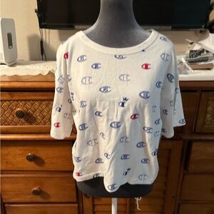 Champion White Logo Print T-Shirt